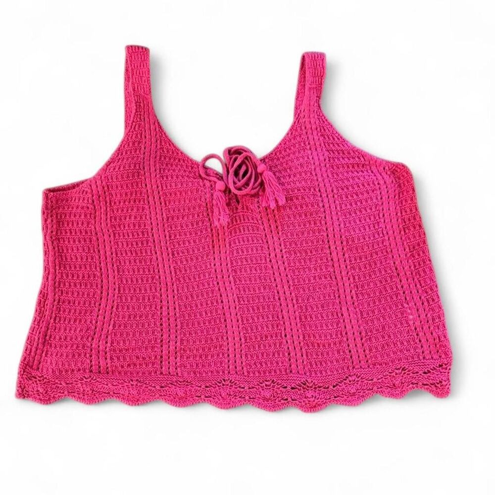 Old Navy Pink Women's Pink Crochet 100% Cotton Top Size S - Picture 2 of 8